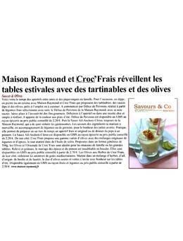 Maison Raymond et Croc'Frais réveillent les tables estivales avec des tartinables et des olives !
